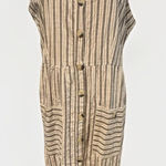 Mlle Gabrielle  Long Gray And White Stripped Button Down Dress XL Photo 0