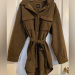 NWT OAT New York Brown Button Up Belted Shirt Jacket Shacket Sz XL Photo 1