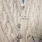 Inis Craft 100% merino wool fisherman‎ cardigan sweater, women's size S Brown Photo 14