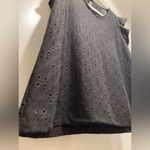 SheIn Black Eyelet V-Neck Blouse With Ruffle Short Sleeves & Lace Back Closure Photo 7