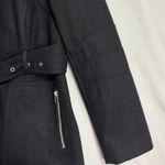 Apt. 9  Wool Coat Womens L Hooded Black Belt Zipper/Snap Closure Office Industrial Photo 3