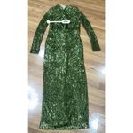 Dundas Olive Green Sequin Keyhole Plunge Evening Gown Size 38 Long Formal Dress Photo 5
