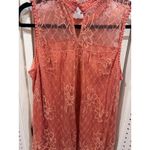 Ultra Pink Coral Lace Mock Neck Sleeveless Top Women's Size L Photo 6