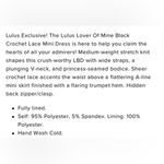 Lulus Sz L Lover of Mine Black Crochet Lace Mini Dress NEW NWT Photo 9