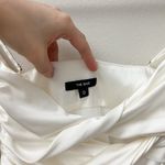 the bar white silk twist front puff sleeve crystal long sleeve ruched mini dress Size 0 Photo 8