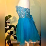 NWT Narianna Corset Back Strapless Blue Tulle Babydoll Dress M Green Size M Photo 7