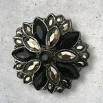 Vintage Estate Faceted Marquis Cut Black Gray Rhinestone Metal Earrings Photo 1