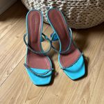 Amina Muaddi  Gilda Crystal-Embellished Blue Heel Photo 0