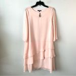 Marina Tiered Ruffle‎ Shift Dress Rhinestone Keyhole Blush Pink 4 Photo 2