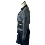 NWT Tweed Jacket with Contrast Denim Trim Button Up Jacket Blazer Medium Blue Photo 3