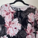 Chico's  | Black & Pink Floral Lightweight Sweater |  Large Photo 2