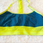 PINK - Victoria's Secret VS PINK Teal Blue & Neon Yellow T-Back Bralette Size Large Photo 8