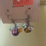 Women’s Vintage Purple and Multicolor Beaded Earrings, Hook Backing Photo 2