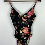 Newport News Sun Streak One Piece Swimsuit 12T Black Floral Asian Print Y2K Vtg Photo 0