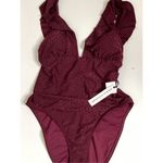 Robin Piccone New.  plum ruffle one piece. Size 14. Retails $168 Photo 9