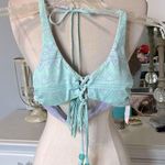 Victoria's Secret  Bikini Top Reversible Boho Lavender Aquamarine Tassels Photo 0