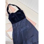 Lulus NWOT  Mesmerizing Impression Navy Blue Mixed Media Halter Maxi Dress Size S Photo 3