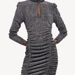 ZARA NWT  Silver Metallic Thread Ruched Dress Photo 0