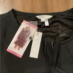 Draper James  Tie Neck Flounce Shift chiffon long sleeve Mini Dress small Black Photo 10