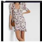Isabel Marant  Etoile Sireny Dress Cream Ecru Floral Multi Cotton Puff Sleeve 8 Photo 3