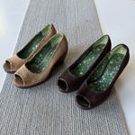 Vintage 90s Y2K Rampage Laurie Tan Brown Suede Peep Toe Wedges Sandals Shoes 7 Photo 13