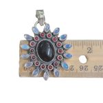 Sterling Silver 925  Heavy Gemstone Statement Heavy Thick Pendant Photo 4