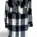 Plaid shacket long sleeve polyester warm button down fall vibes soft jacket Blue Size L Photo 0