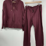 Eddie Bauer Womans  2 Pc Set Hoodie XL & Sweat Pants L Maroon Photo 0