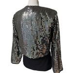 Vintage Lew Magram Silver Sequin Open Front Bolero Jacket, Sz M Size M Photo 7