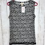 Michael Kors Top Women Sz XS Black White Geo Floral Boat Neck Sleeveless Blouse Photo 0