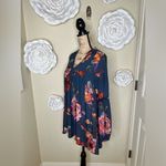 ODDY Green/Blue Floral Print Swing Style Crochet Lace Top Size Small Green Photo 7