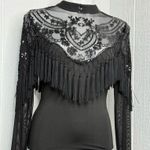 BANJUL  Black Lace Fringe Bodysuit Photo 0
