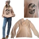 Skull Cashmere 100% CASHMERE SKULL HOODIE  BEIGE SWEATER MEDIUM $390 Photo 4