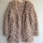 Aaron & Amber Fuzzy Loop Knit Boho Cardigan Sweater in Beige size Medium NWOT Tan Photo 0