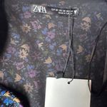 ZARA  Mini Dress | Boho Floral Print | Women’s XS | Shoulder Pads | Long Sleeve Photo 2