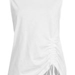 Time & Tru  Womens Tank Top Size Large 12-14 White Ruched Front New Photo 0