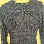 Adelyn Rae Navy Lace Illusion Long Sleeve Sheath Dress Sz S Photo 4