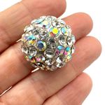 Round rhinestone cocktail ring Silver Photo 6