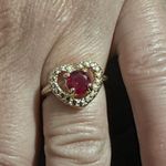 Heart Shape Ruby Engagement Ring: Gold Accent Ring With Diamond Accents Red Photo 4