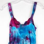 Forever 21  Small Dress Summer Storm Handmade Tie Dye Blue Purple Pink Mini‎ 1306 Photo 4