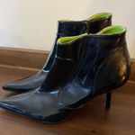 Steve Madden “Clash” Black Patent Ankle Booties Pointed Lime Interior Women’s 7 Photo 1