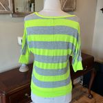 Beautees Butterfly Shirt Neon Yellow Gray Stripe Top Womens Medium Size undefined Photo 10