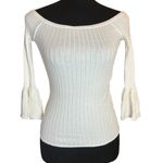 Forever 21  Ivory Bell Sleeve Ribbed Knit Sweater - Size Small | Fairy Core Style Photo 6
