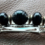 Vintage Handmade Black Beaded Hair Barrette Metal Clip Hair Accessory Updo(1 Pc) Photo 0