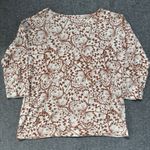 J.Jill  Women’s Ivory/Brown Butterfly Long Sleeve Knit Shirt Small Photo 2