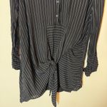 L'Academie Black Striped Button Down Tie Front Shirt Dress XS NWOT Photo 2