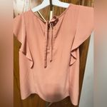 Everly  Flutter Sleeveless Round Neck Tie Back Silky size Small- Orange Photo 4