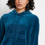 Adidas Flared Sleeve Velvet Blue Hoodie Photo 3