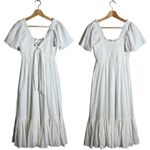 Cleobella  Ashlyn Organic Cotton Dobby Midi Dress Women's Small White Flowy NWOT Photo 4