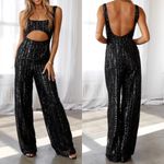 Hello Molly  Sequin Jumpsuit Twilight Romance Black Sz 4 Photo 1